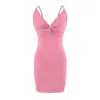 Vestido Justo de Verão 2026 com Decote V Torcido, Vestido de Alça, Vestido Bodycon Curto Hot Girl