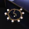 Pulsera de Perlas Medieval Europea y Americana Estilo Palacio Retro Vintage Joyería de Industria Pesada Hecha a Mano Pulsera Geométrica de Perlas Redondas de Diamante