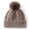 Chapéu de tricô 100% caxemira pura, estilo unissex, com pompom, versátil para uso ao ar livre, quente e resistente ao frio, design de tricô em trança