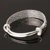 Pulsera de Empuje y Tirón con Carácter de Fortuna de Plata Miao Estilo Étnico para Mujer, 13 mm de Ancho, 30 g, Joyería de Imitación de Plata de Ley, Pulsera de Plata con Carácter de Fortuna al por Mayor