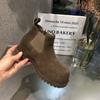 Estación Europea 2025 Otoño Nuevo Botas Martin con Aumento de Altura Interior Retro Cabeza Grande Cuero Nobuck Aly Botines Casuales para Mujer