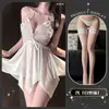 Lencería sexy Hemei, sin espalda, seductora, malla transparente, ardiente, transparente, cuello halter de mariposa, camisón con tirantes, ropa de dormir, uniforme de puro deseo