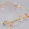 Gafas de Miopía Sin Marco de Titanio Puro para Mujeres con Caras Grandes o Pequeñas, Lentes con Borde Cortado en Diamante, Luz Antiazul, Gafas de Prescripción