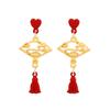 Plata 925 Nuevo Estilo Chino Moda Nacional Abanico Hueco Carácter Fulu Pendientes Año Nuevo Lazo Nudo Chino Pendientes de Moda para Mujer