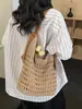 2026 Bolso de Punto de Gran Capacidad Nuevo, Bolso Tejido Casual de Hombro Hueco Estilo Coreano, Bolso de Mano para Vacaciones en la Playa