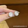 Pendientes de Botón con Letra Cd de Diseño Exclusivo Full Diamante, Pendientes Redondos de Alta Gama, Versátiles y de Moda Seleccionados por Influencers, Pendientes de Lujo Ligero