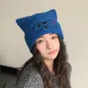 Nuevo gorro de punto bordado con orejas de gato lindo 2026 para mujer, cálido para otoño e invierno, versátil y favorecedor, con protección para las orejas