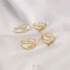 Anillo Trenzado de Oro de 14K Chapado con Zirconia Micro-Pavimentada que Conserva el Color, Soporte de Perla de Medio Agujero, Anillo Abierto Vacío para Cuentas Adhesivas Hecho a Mano DIY