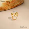 Anillo de Acero Inoxidable con Perla, Diseño Abierto, Estilo Europeo y Americano Otoñal, Nuevo en Ins, Joyería de Mano de Moda