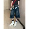 Diseño suelto casual fácil de combinar oculta imperfecciones versátil se puede usar afuera siete- pantalones de pierna ancha estilo de moda cintura alta cubre caderas pantalones de mezclilla