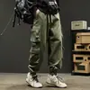 Pantalones Cargo para Hombre Estilo Primavera y Otoño Sueltos Funcionales de Marca de Moda Jogger Multibolsillos Pantalones Casuales para Hombre Otoño Hielo Seda Estilo Delgado