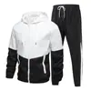 Trajes Deportivos y de Ocio Populares Transfronterizos para Hombre de Primavera y Otoño Combinación de Colores Empalmados Chaqueta con Capucha Transfronteriza Traje Deportivo Primavera y Otoño