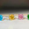 Anillo de diamantes de alto carbono y azúcar de plata S925 para mujer, anillo de diamantes con personalidad europea y americana exagerada, pulsera a juego, anillo de aguamarina.