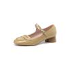 Zapatos Mary Jane de cuero estilo literario británico, con interior y exterior de cuero genuino, planos de piel de vaca con hebilla y punta cuadrada, para primavera 2024.
