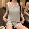 Pijama Laranja Novo Estilo para Mulheres, Verão com Bojo, Fio de Seda Gelada, Roupas de Casa Frescas, Conjuntos Esportivos que Podem Ser Usados Fora