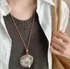 Chapéu de Palha Estilo Férias na Ilha, Colar de Concha, Design Criativo de Nicho, Colar Acessório da Moda para Sessão de Fotos