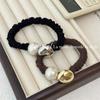 Banda de goma de metal geométrica vintage para mujer, accesorio para el cabello, anillo de perla de alta elasticidad y durabilidad 2024, cuerda para el cabello de alta calidad