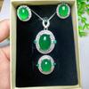 Celebridade on-line fornecimento ao vivo uma geração atacado prata ouro branco incrustado calcedônia verde conjunto de duas ou três peças pingente anel jade