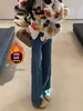 Jeans Flare Espesso Forrado com Fleece Azul Retrô para Mulheres, Novo Estilo Outono e Inverno, Tamanho Plus Size Soltinho, Calças Flare Emagrecedoras