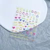 Arte de Unhas Dopamina Adesivos em Relevo Linhas Círculos Tulipas Letras Corações 3D Estilo Japonês Adesivo Fofo