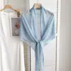 Xale estilo coreano para mulheres, novo modelo 2026, lenço triangular de linho de seda gelada, lenço de tricô com proteção solar de verão, xale cheongsam