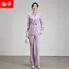 Nuevo Conjunto de Traje Profesional para Mujer Otoño/Invierno 2026 en Morado para Entrevista, Blazer Casual con Pantalones de Campana, Ropa Formal para Oficina