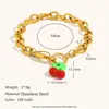 Joias de Aço Inoxidável, Novos Acessórios de Mão Populares de Nicho Estilo Europeu e Americano com Tema de Frutas, Banhado a Ouro 18K com Diamantes, Pulseira de Alto Padrão com Gotejamento de Óleo