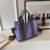 Bolsa de lona cesta de vegetais com letras bordadas casuais europeias e americanas em cores contrastantes 2023 nova bolsa de ombro portátil com textura retrô