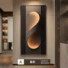 Pintura Decorativa Moderna de Entrada de Luxo Leve, Pintura Abstrata de Arte de Nicho de Alto Padrão, Arte de Parede da Série Preta Grandiosa e Discreta