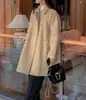 Tamaño actualizado. Abrigo de lana de invierno de doble botonadura holgado de talla grande con bolsillos grandes estilo chic coreano para mujer
