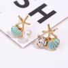 Brincos de Concha de Estrela do Mar Design Assimétrico Moda Casual Pequenos Brincos Doces Brincos Femininos Atacado