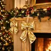 Set de Decoración Navideña de Lazos Dorados Brillantes Adornos para Árbol de Navidad Corona para Chimenea Accesorios Decorativos Venta al por Mayor