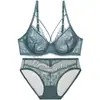 Conjunto de Sujetador Push-Up de Encaje Sexy para Mujer, Estilo Delgado de Verano, Sujetador Reductor para Busto Grande, Espalda Hermosa, Conjunto de Sujetador Transpirable Hueco