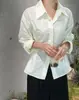 Camisa larga de manga larga para mujer, estilo coreano, chic y elegante, perfecta para otoño; camisa blanca