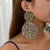 Par de Aretes Redondos Metálicos de Leopardo Moda Trendy Adecuados para Fiesta Reunión Familiar Pendientes al por Mayor