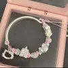 Pulseira de Trança Nova de Verão Dopamina Desenho Animado Castelo da Hello Kitty Personalidade de Nicho Meia Pulseira de Alta Qualidade Joia de Mão
