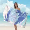 Toalha de Praia Estampada Transfronteiriça, Xale de Praia de Microfibra para Adultos, Toalha de Banho Absorvente de Água de Secagem Rápida, Toalha para Esportes Aquáticos