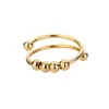 Anillo Cuadrado de Cuentas Rotatorio de Doble Capa Transfronterizo Nuevo para Mujer, Anillo para Mujer Anti-Ansiedad y Alivio del Estrés, Joyería de Mano Personalizada al por Mayor