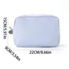 Bolsa de Maquillaje Seersucker, Bolsa de Almacenamiento Portátil Rayada, Neceser de Viaje, Bolso Cuadrado Pequeño con Elementos de Moda y Compartimentos de Rejilla