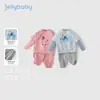 [7A Antibacteriano] Conjunto de Duas Peças para Meninas, Moletom Listrado de Outono para Meninos, Conjunto Infantil, Roupa de Outono com Manga Longa para Bebês