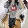 Camiseta de algodón puro estilo retro americano de manga corta para mujer, nuevo diseño de verano 2026, estilo estudiante, top holgado e informal de media manga