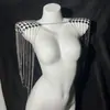 Jóias transfronteiriças europeias e americanas personalizadas com borla de corrente longa Corrente de pescoço de ombro Lantejoulas criativas em forma de U Colar Corrente de corpo para mulheres