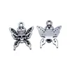 21X17Mm 1.8g Plata Antigua Comercio Exterior Aliexpress Modelo Más Vendido Se Puede Hacer Clic con Calavera de Pedrería Mariposa Colgante