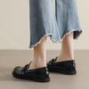 Weiwei girl 8107-3 mocasines de moneda de oro pequeños para mujer retro otoño e invierno zapatos de cuero de suela gruesa zapatos de tacón grueso de suela blanda