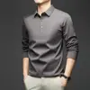 Camisa tipo polo de punto de seda sin costuras para hombre Zangfu Primavera y Otoño, Top tipo camiseta casual de negocios de lujo ligero