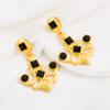 Brincos de estilo retrô europeu e americano, personalizados, banhados a ouro com brincos de pedras preciosas coloridas, joias femininas elegantes e modernas de orelha média antiga