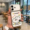 Capa de celular do Snoopy adequada para iPhone 17 Pro Max, Apple 16 Pro, 15 Pro, niche 16, couro de cordeiro