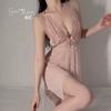 Lencería Elegante y Sexy con Diseño de Malla Transparente, Presentando un Dobladillo Atrevido e Irregular, Conjunto Uniforme de Camisola y Camisón para Mujer 4443