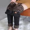 Jeans de Piel de Cordero Otoño e Invierno Mujer Negro Exportación Transfronteriza Alta Elasticidad Ajustados Adelgazantes Pantalones de Lápiz Fábrica de Yulin