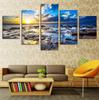 Pintura en spray HD moderna minimalista de cinco articulaciones Playa del Amanecer pintura decorativa de pared de fondo para tienda de hotel pintura colgante óleo